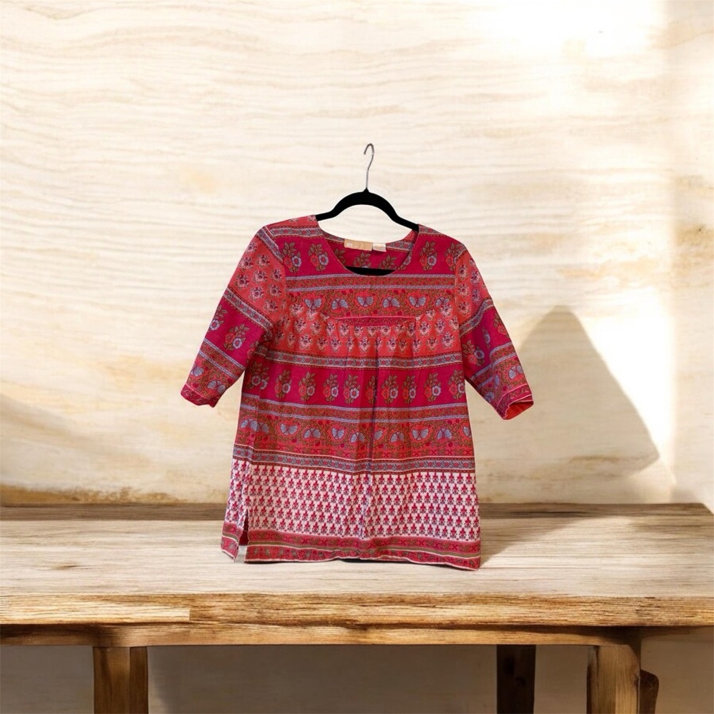 Pink Patterned Tunic Top Boho